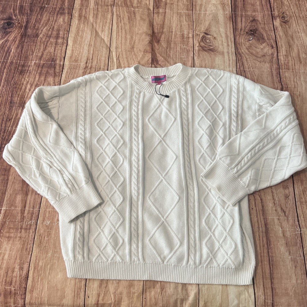 New EDIKTED Women's Light Knit Pullover Sweater White Large
